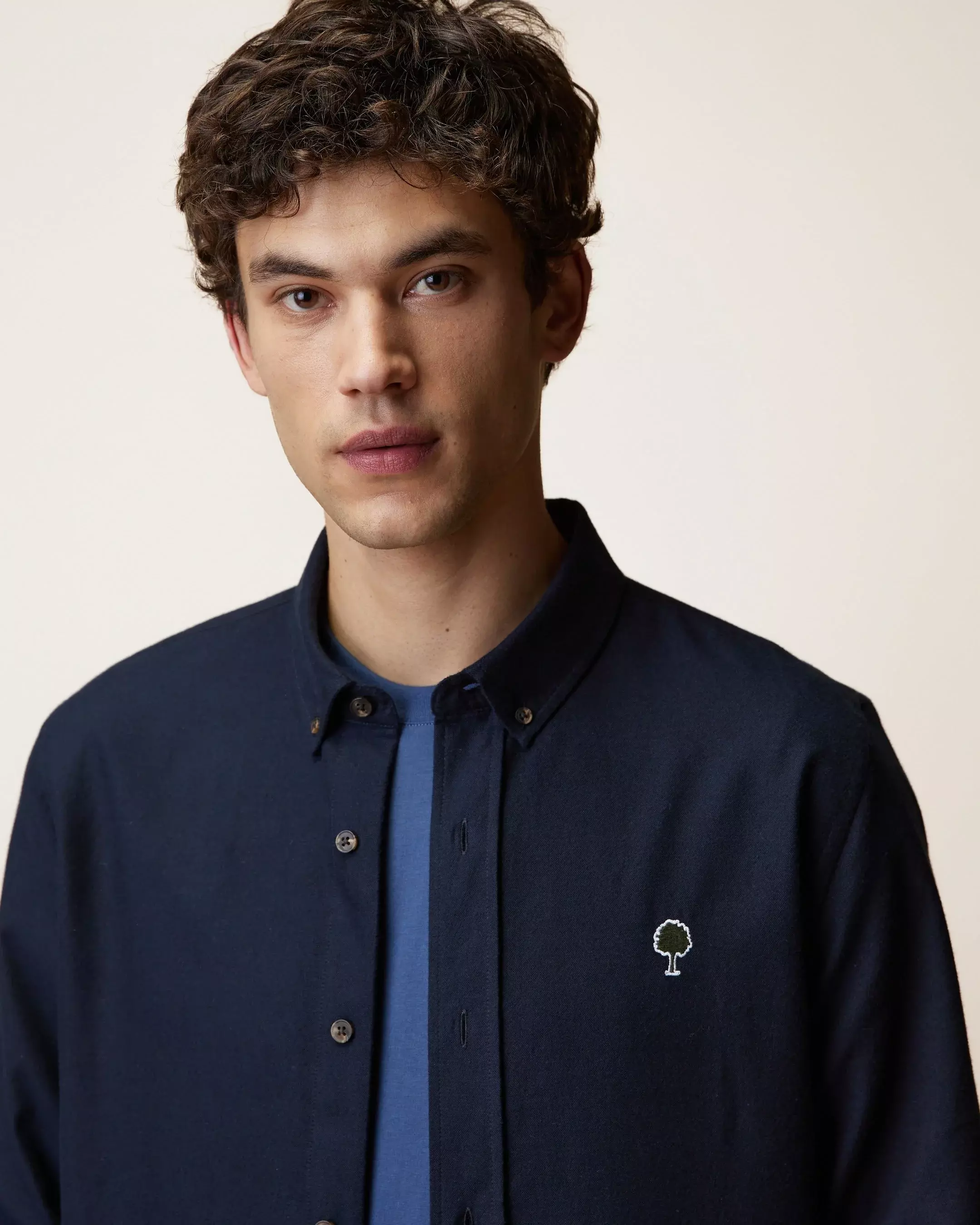 Faguo Ivoy Oxford Hemd Navy Herren Baumwolle blau